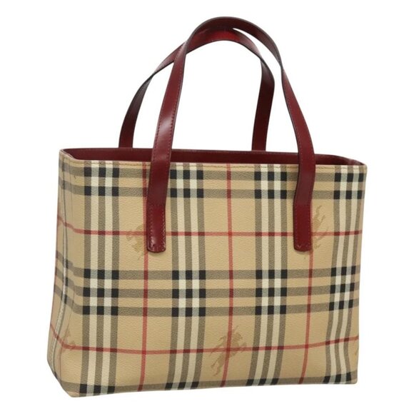 BURBERRY Nova Check Hand Bag PVC Beige Auth 121444